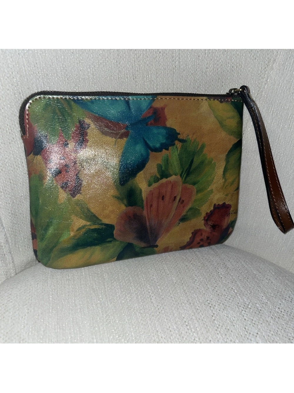 Patricia Nash Butterfly Print Leather Wristlet MSRP $89